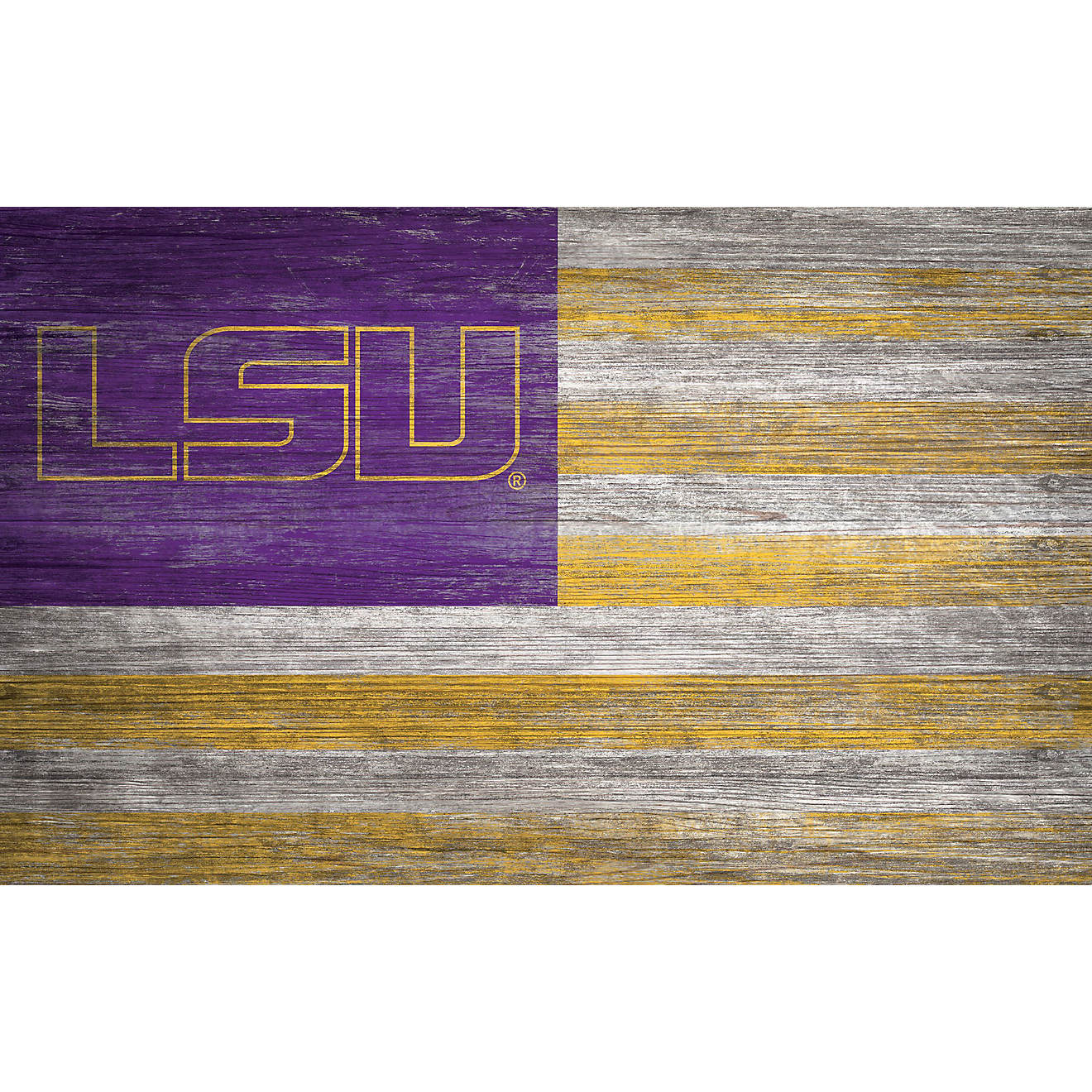 Fan Creations Louisiana State University Distressed Flag 11 in x 19 in Sign                                                      - view number 1