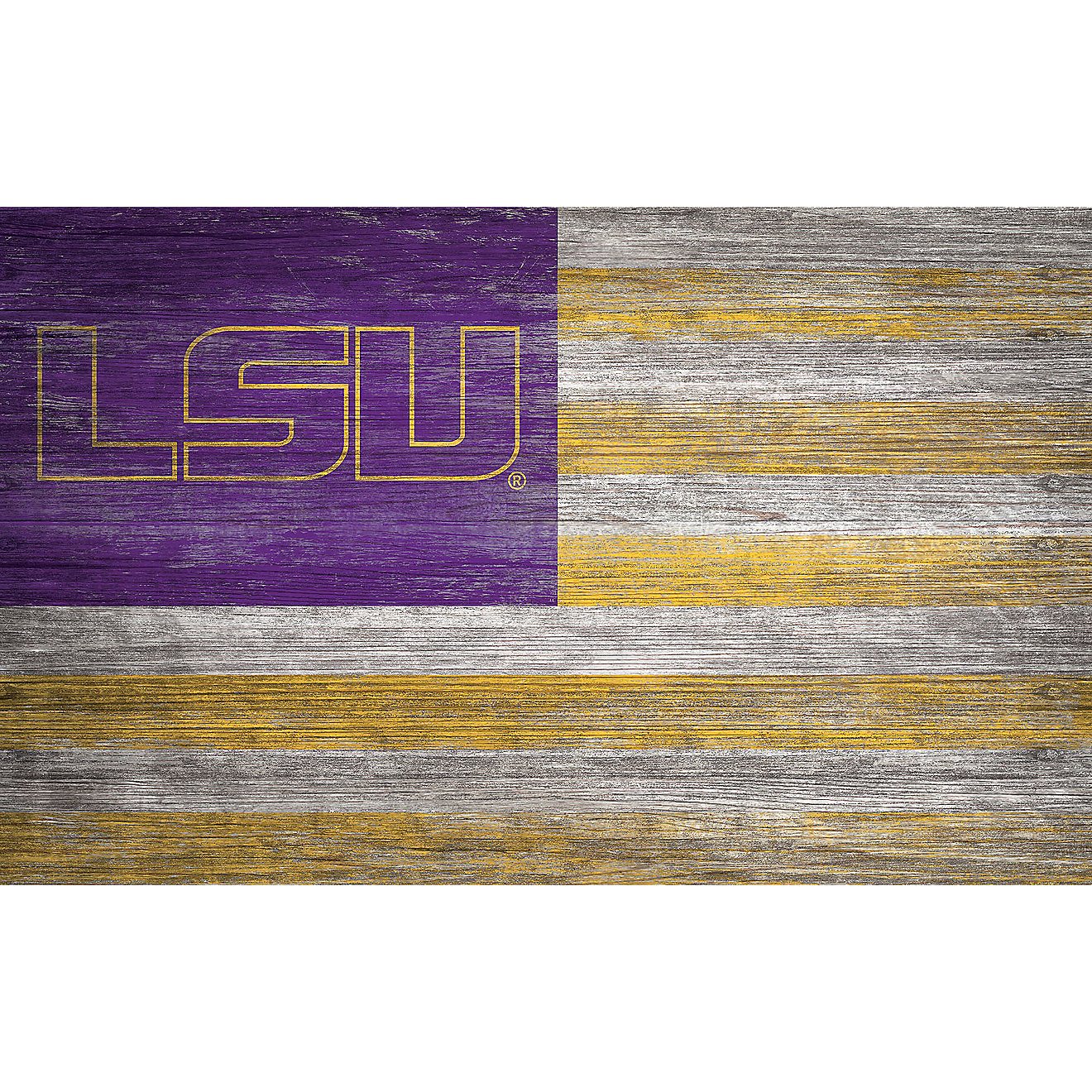 Fan Creations Louisiana State University Distressed Flag 11 in x 19 in Sign                                                      - view number 1