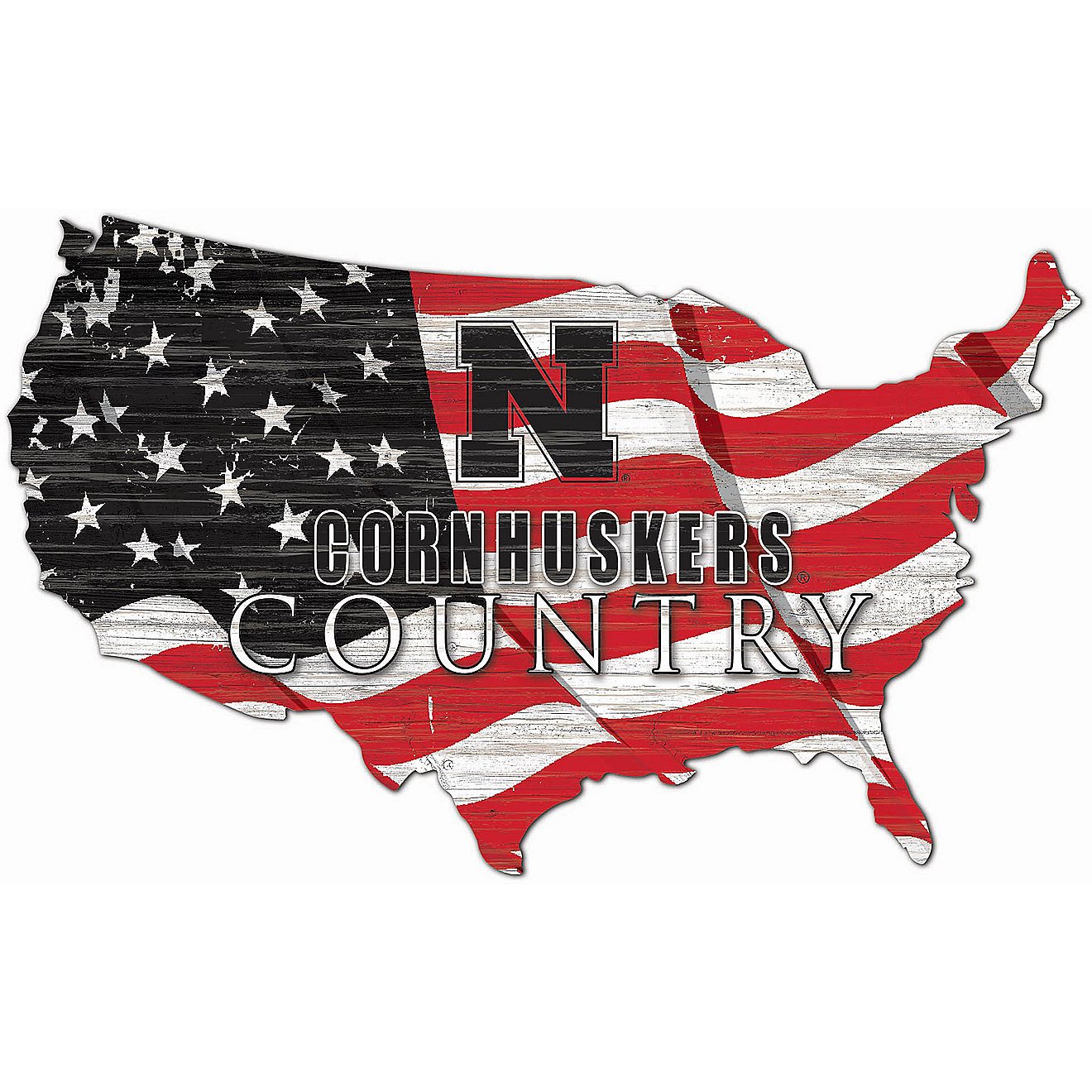 Fan Creations University of Nebraska USA Shape Flag Cutout 12 in x 18 in Sign                                                    - view number 1