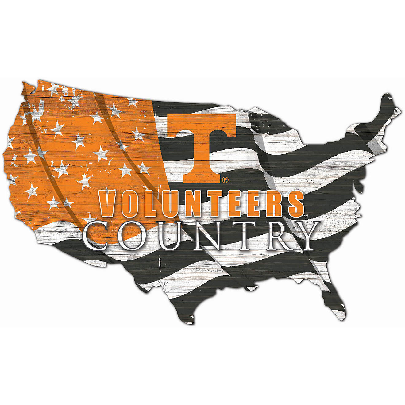 Fan Creations University of Tennessee USA Shape Flag Cutout 12 in x 18 in Sign                                                   - view number 1