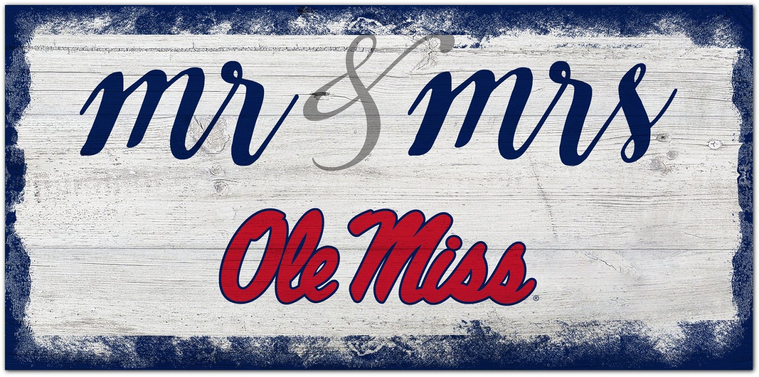 Fan Creations University of Mississippi Script Mr. and Mrs. 6 in x 12 in Sign