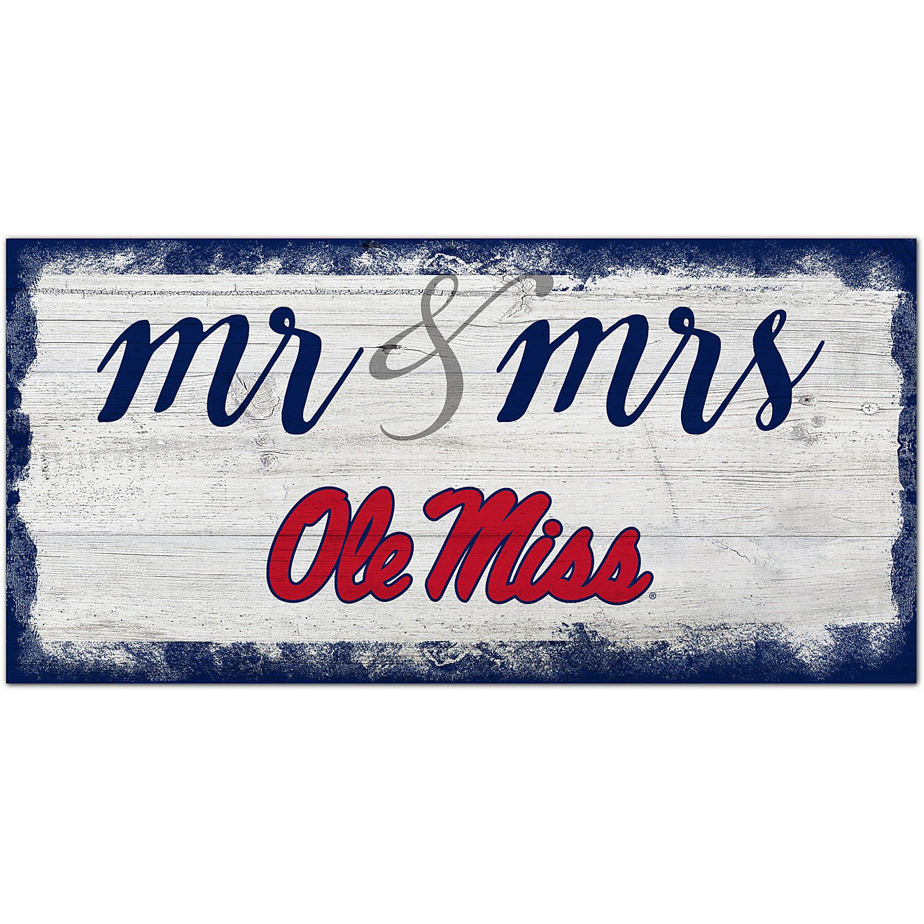 Fan Creations University of Mississippi Script Mr. and Mrs. 6 in x 12 in Sign                                                    - view number 1