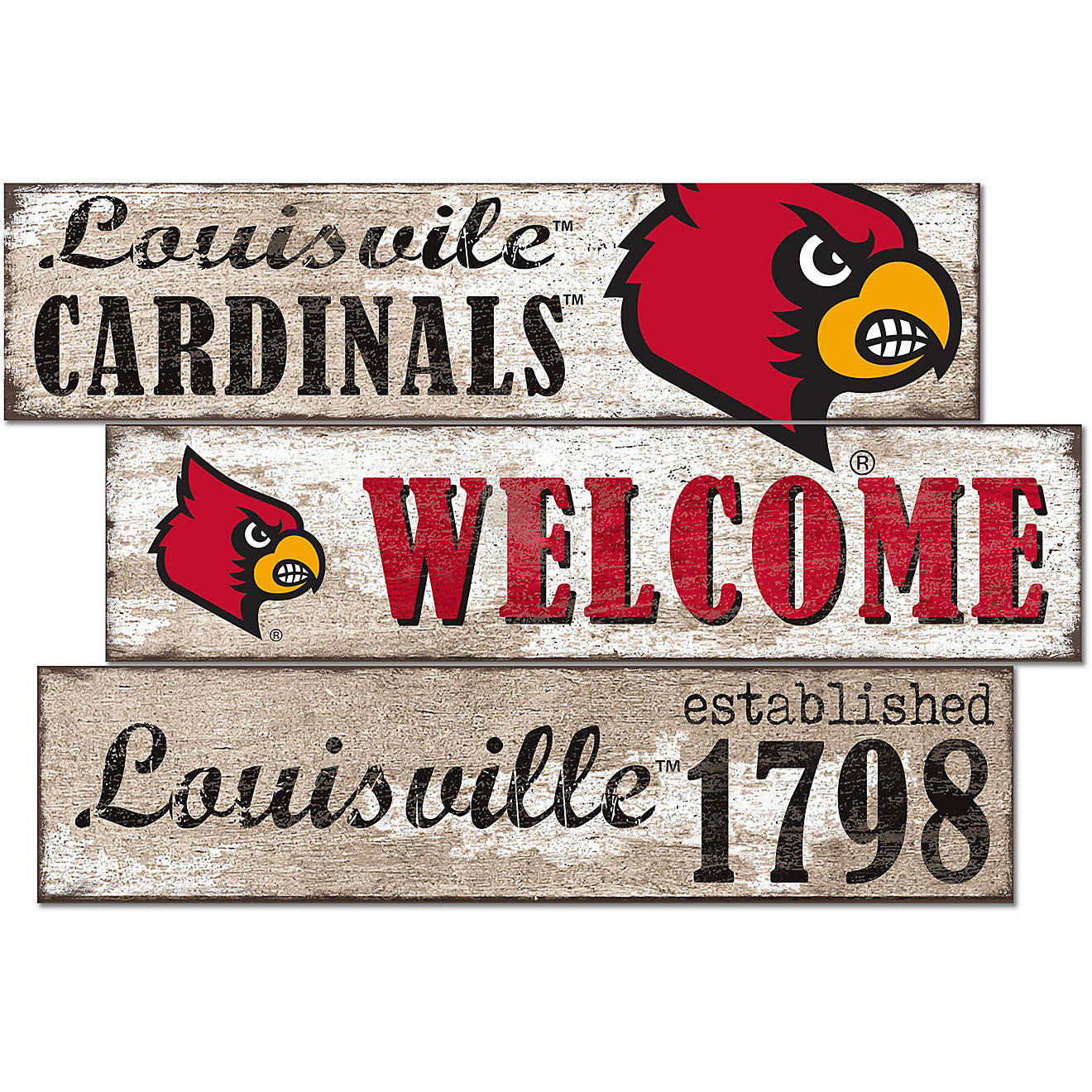 Fan Creations University of Louisville Welcome 3 Plank Decor                                                                     - view number 1