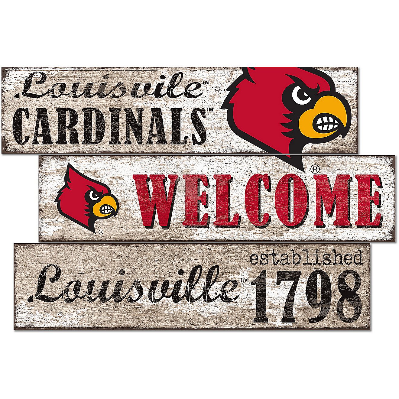 Fan Creations University of Louisville Welcome 3 Plank Decor                                                                     - view number 1