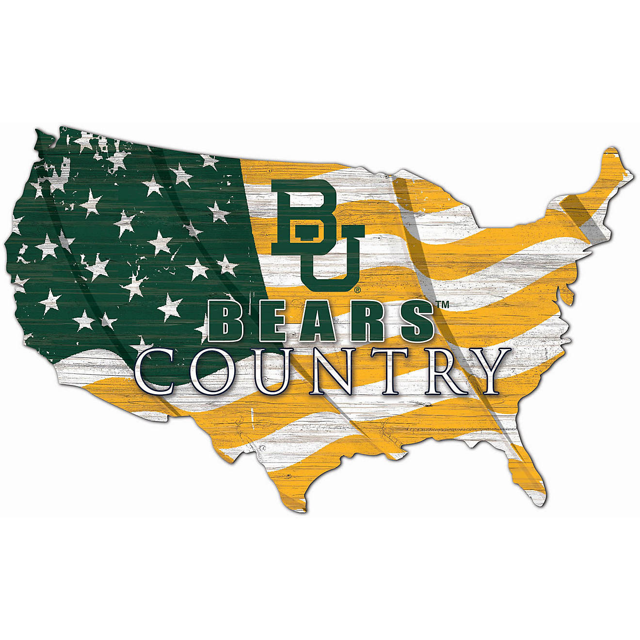 Fan Creations Baylor University USA Shape Flag Sign                                                                              - view number 1