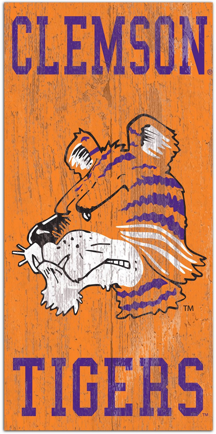 Fan Creations Clemson University Heritage Distressed Logo 6x12 Wall Decor Academy