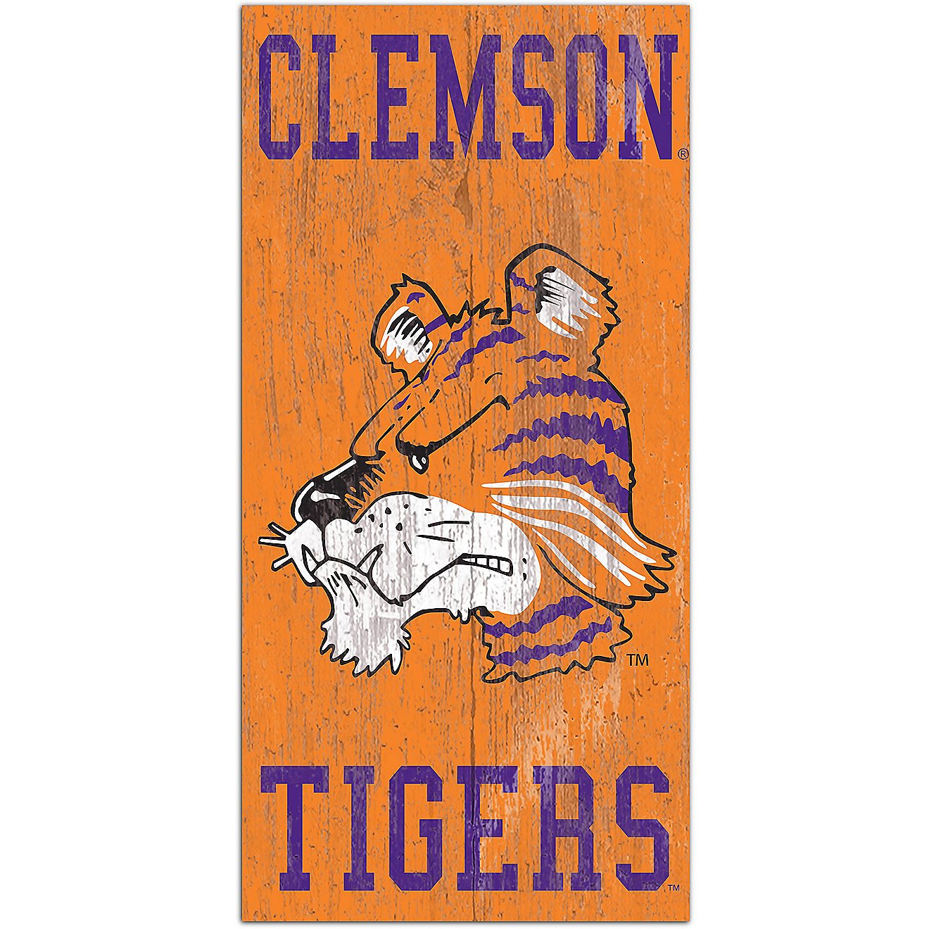 Fan Creations Clemson University Heritage Distressed Logo 6x12 Wall Decor                                                        - view number 1