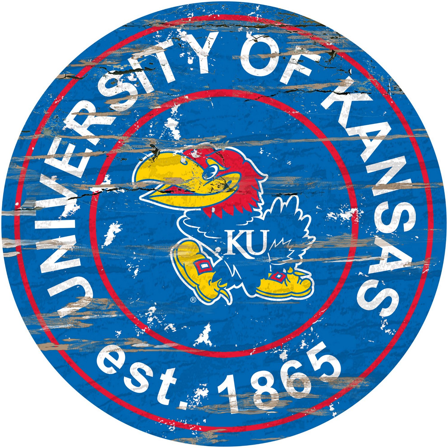 Fan Creations University of Kansas Distressed Round Sign
