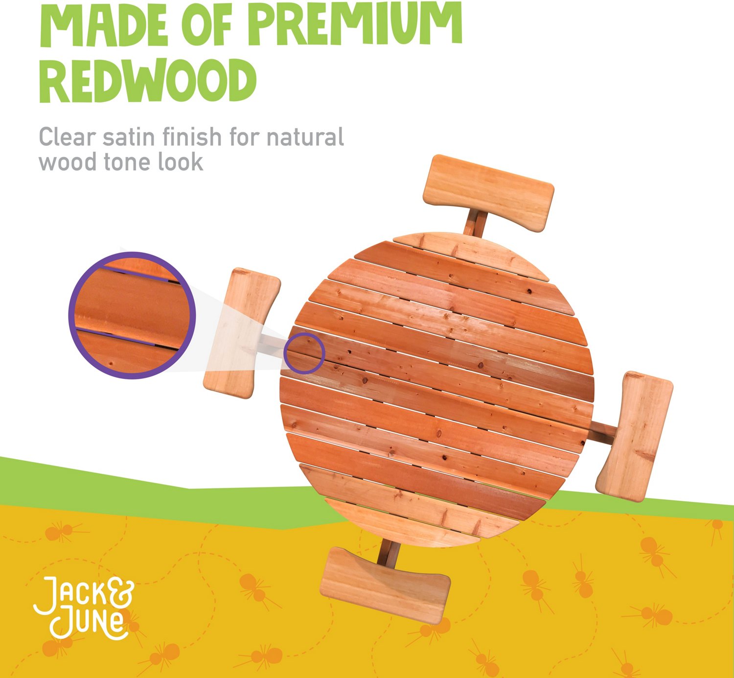 Jack & June Redwood Circular Picnic Table                                                                                        - view number 8