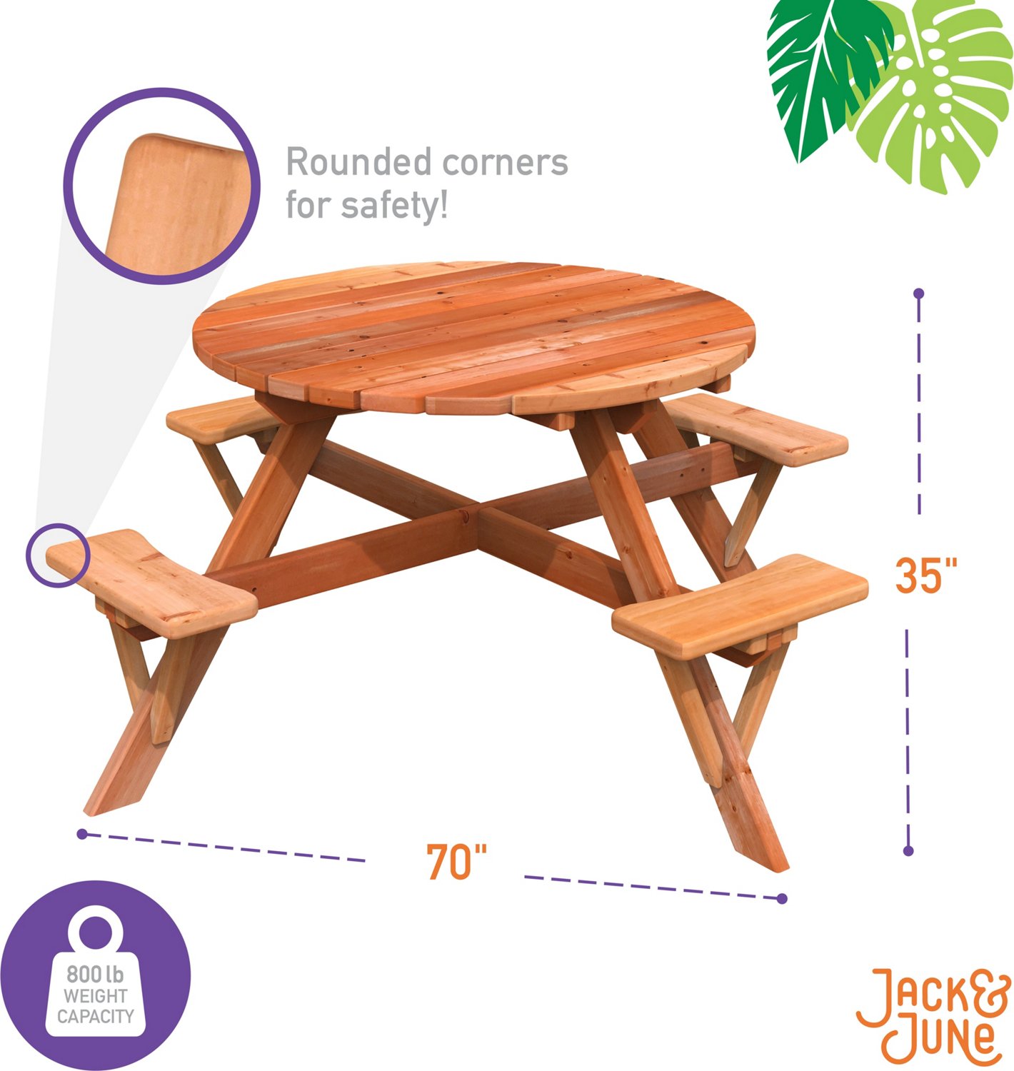 Jack & June Redwood Circular Picnic Table                                                                                        - view number 5