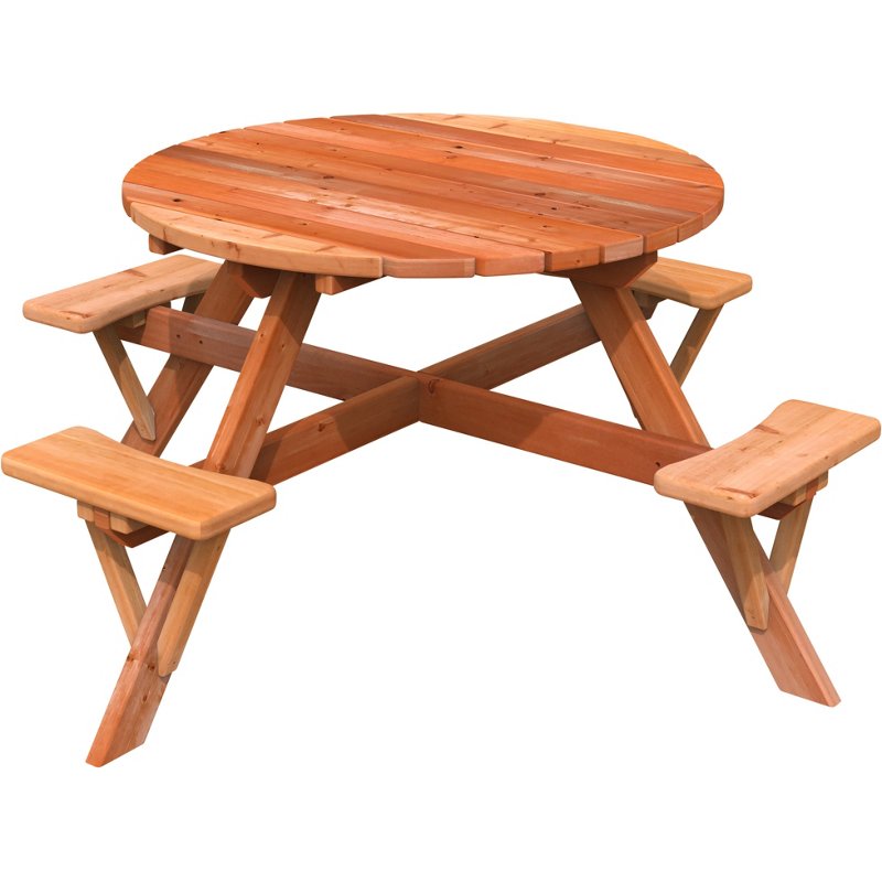 Jack & June Redwood Circular Picnic Table Brown Dark - Patio Accessories/Heating at Academy Sports