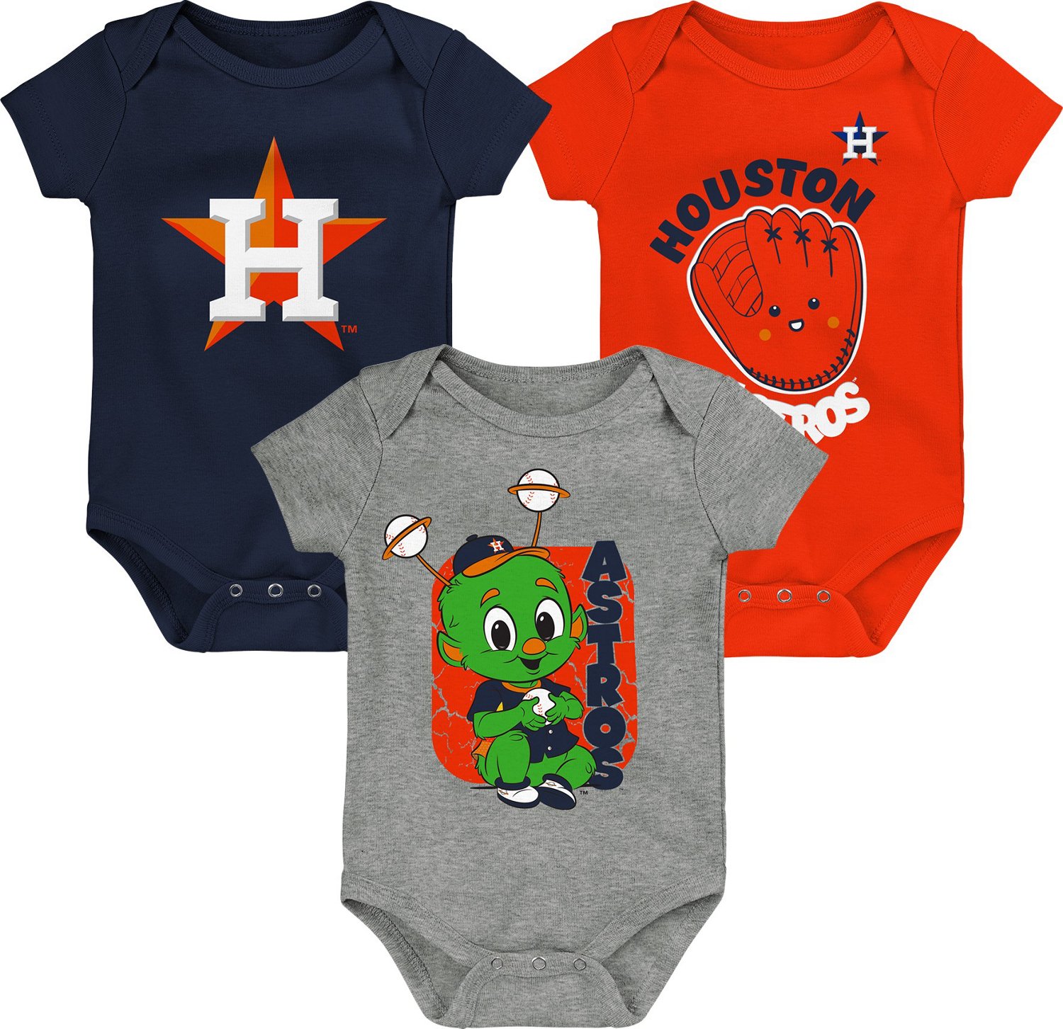 Outerstuff Infants' Houston Astros Minor League Player 3-Piece Creeper Set Navy Blue/Red, 18 Months Infant - MLB Youth at Academy Sports
