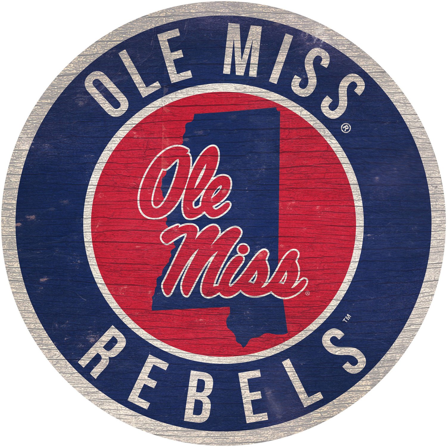 Fan Creations University of Mississippi 12 in Circle with State Sign