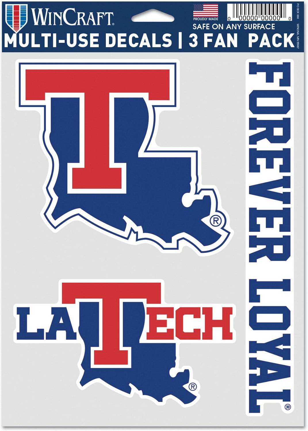 WinCraft Louisiana Tech University Fan Pack Decals 3-Pack