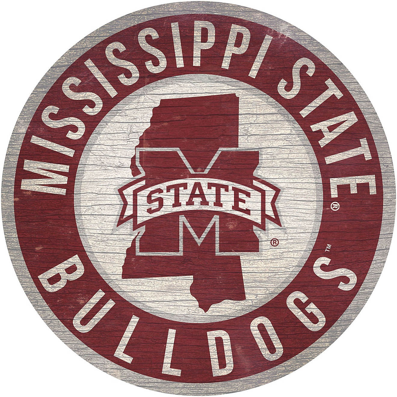 Fan Creations Mississippi State University 12 in Circle with State Sign                                                          - view number 1