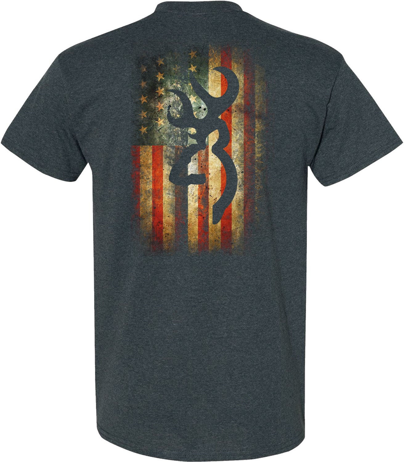 Browning Men's Distressed Rustic Flag Graphic Short Sleeve T-shirt ...