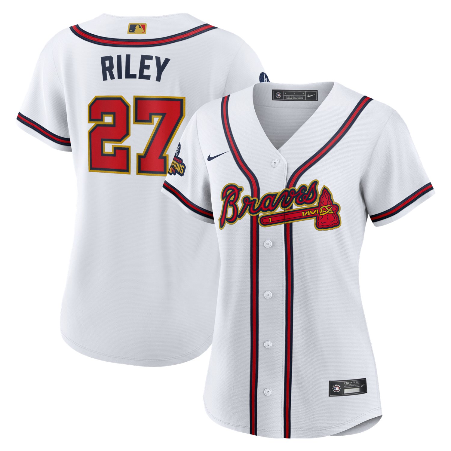 Nike Men's Atlanta Braves Austin Riley #27 White Home Cool Base Jersey