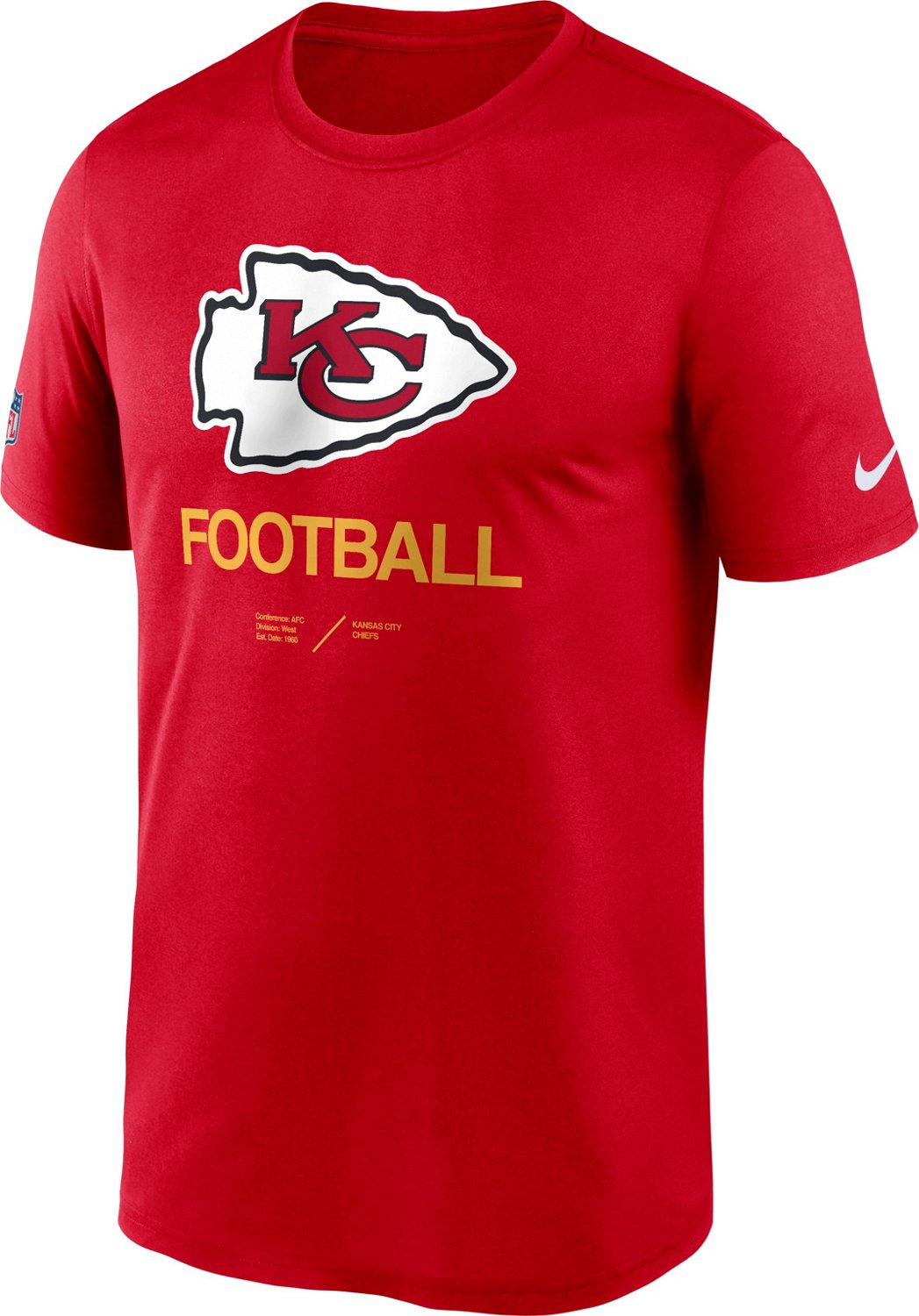 Nike Men's Kansas City Chiefs Dri-FIT Team Issue Legend Short Sleeve T ...