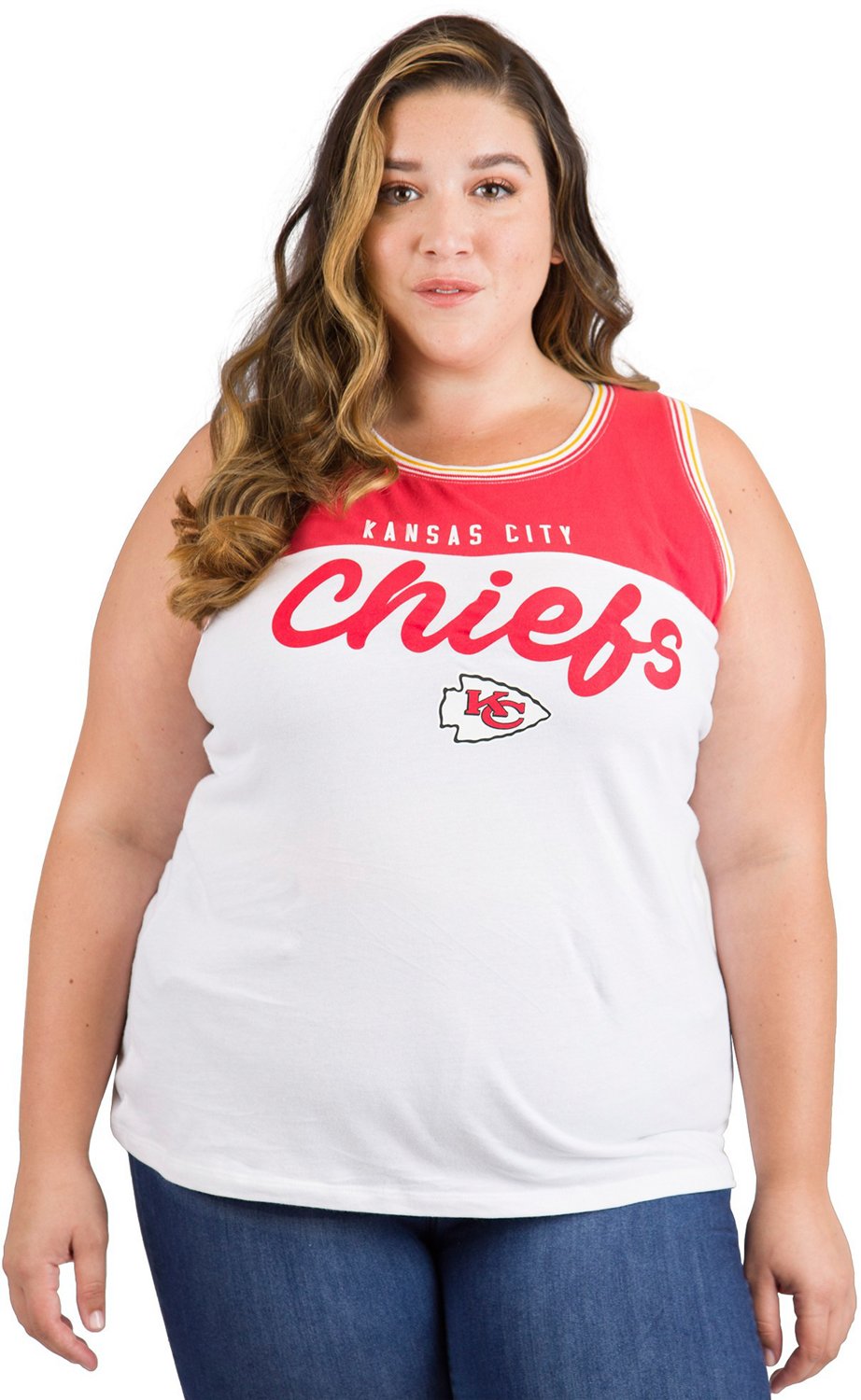 New Era Women's Kansas City Chiefs Plus Size Contrast Yoke Tank Top