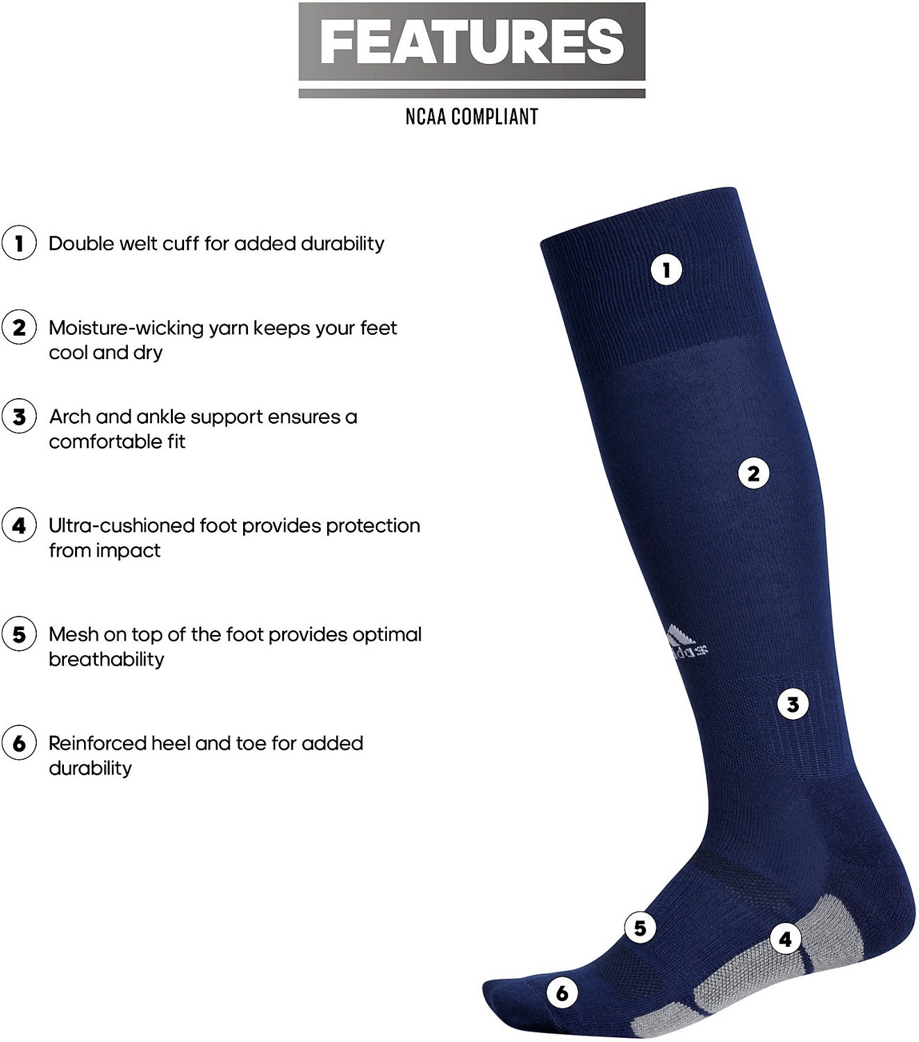 adidas Men's Icon Baseball Over The Calf Socks 1-Pack - view number 7