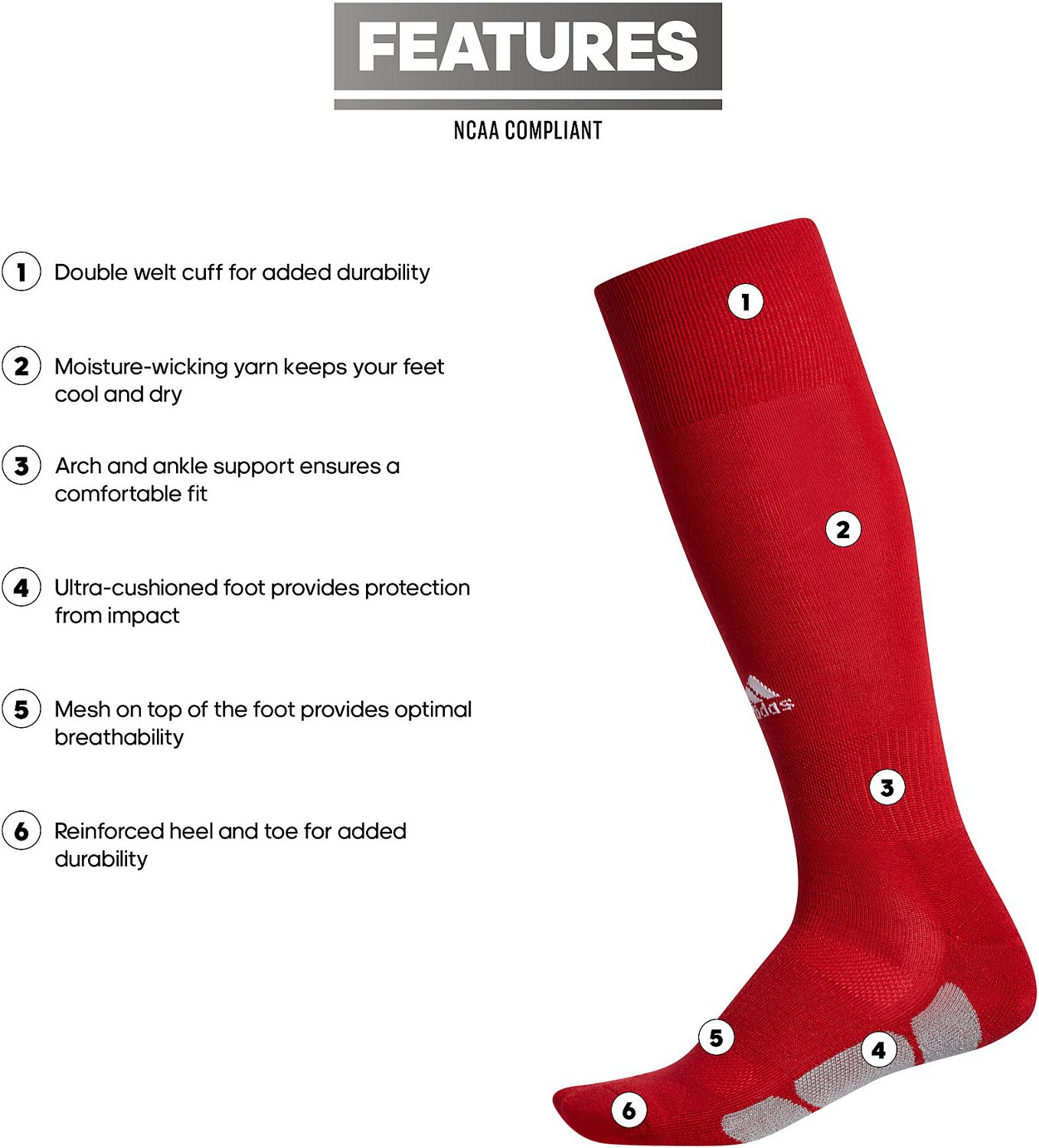 adidas Men's Icon Baseball Over The Calf Socks 1-Pack - view number 7