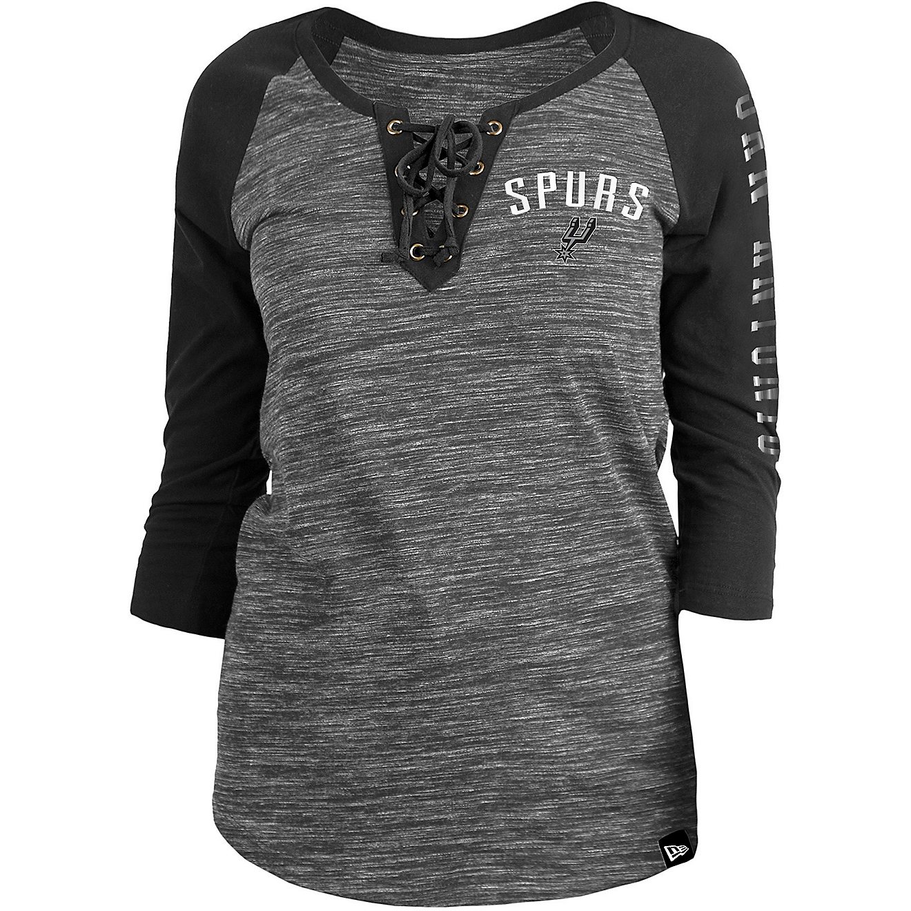 New Era Women's San Antonio Spurs Reverse Space Dye 3/4 Scoop T-shirt                                                            - view number 1