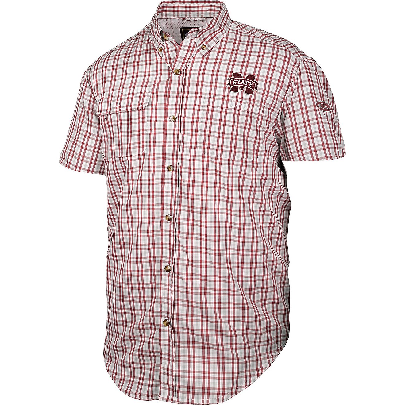 Drake Men's Mississippi State University Gingham Wingshooter Short Sleeve Button Down Shirt                                      - view number 1