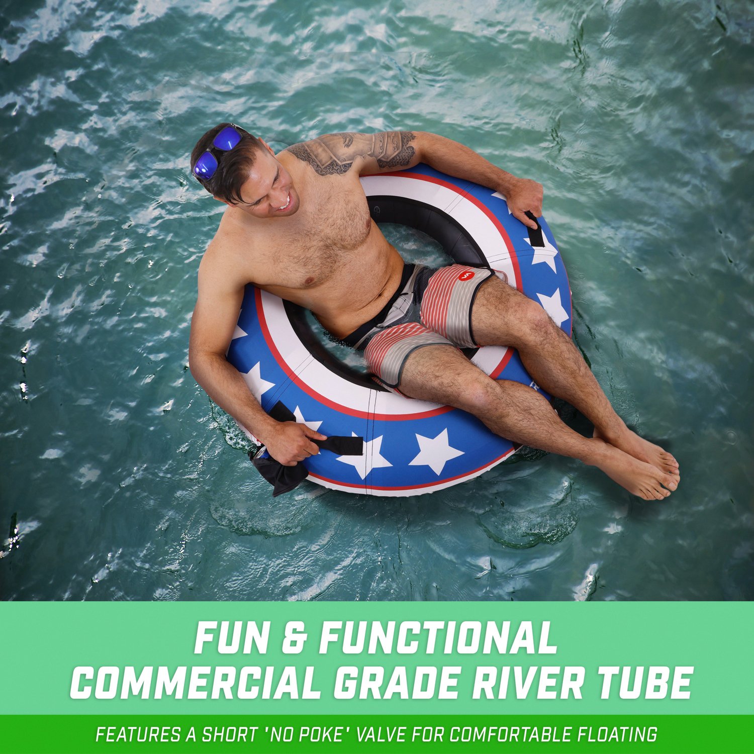GoSports 44 in Heavy Duty Stars and Stripes River Tube with Premium Canvas Cover - view number 5