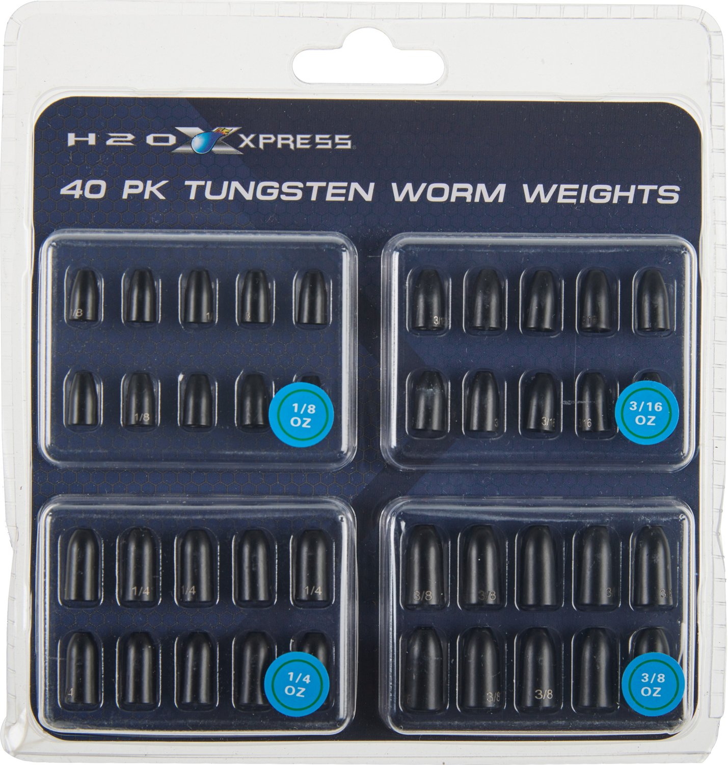 H2O Xpress Tungsten Worm Weights 40-Pack
