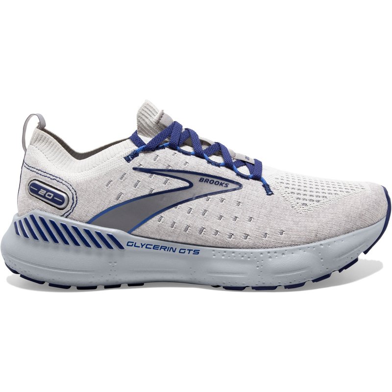 Brooks Men’s Glycerin Stealthfit GTS 20 Running Shoes White/Dark Blue, 8 – Men’s Running at Academy Sports