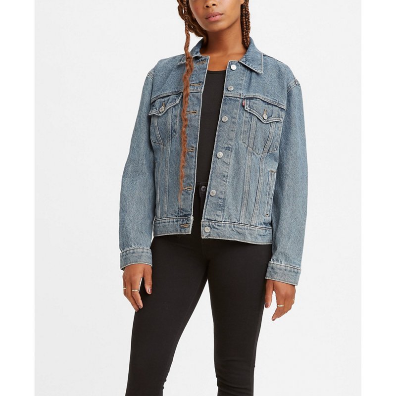 Levi's Women's Ex Boyfriend Trucker Denim Jacket Blue, Medium - Mens L.s. Woven Tops at Academy Sports product image