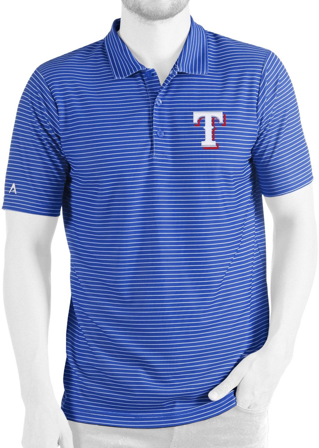 Men's Antigua Texas Rangers White Balance Polo