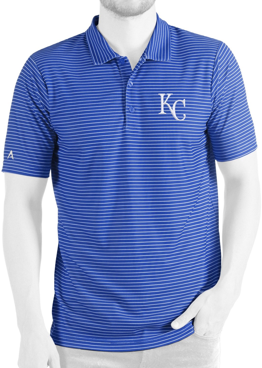 Men's Cutter & Buck Royal/White Kansas City Royals Harrington Polo