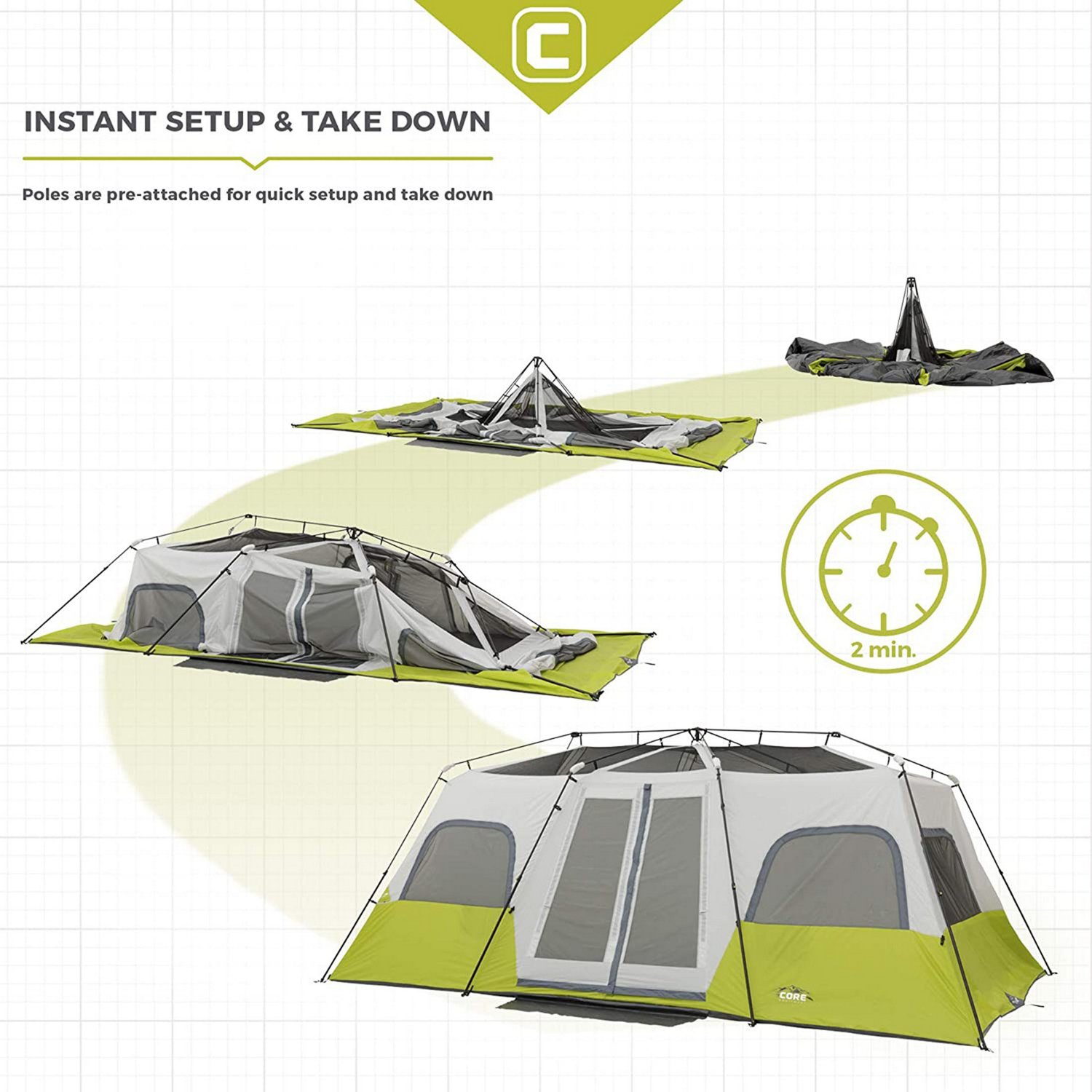 CORE Equipment Instant 12 Person Cabin Tent                                                                                      - view number 4