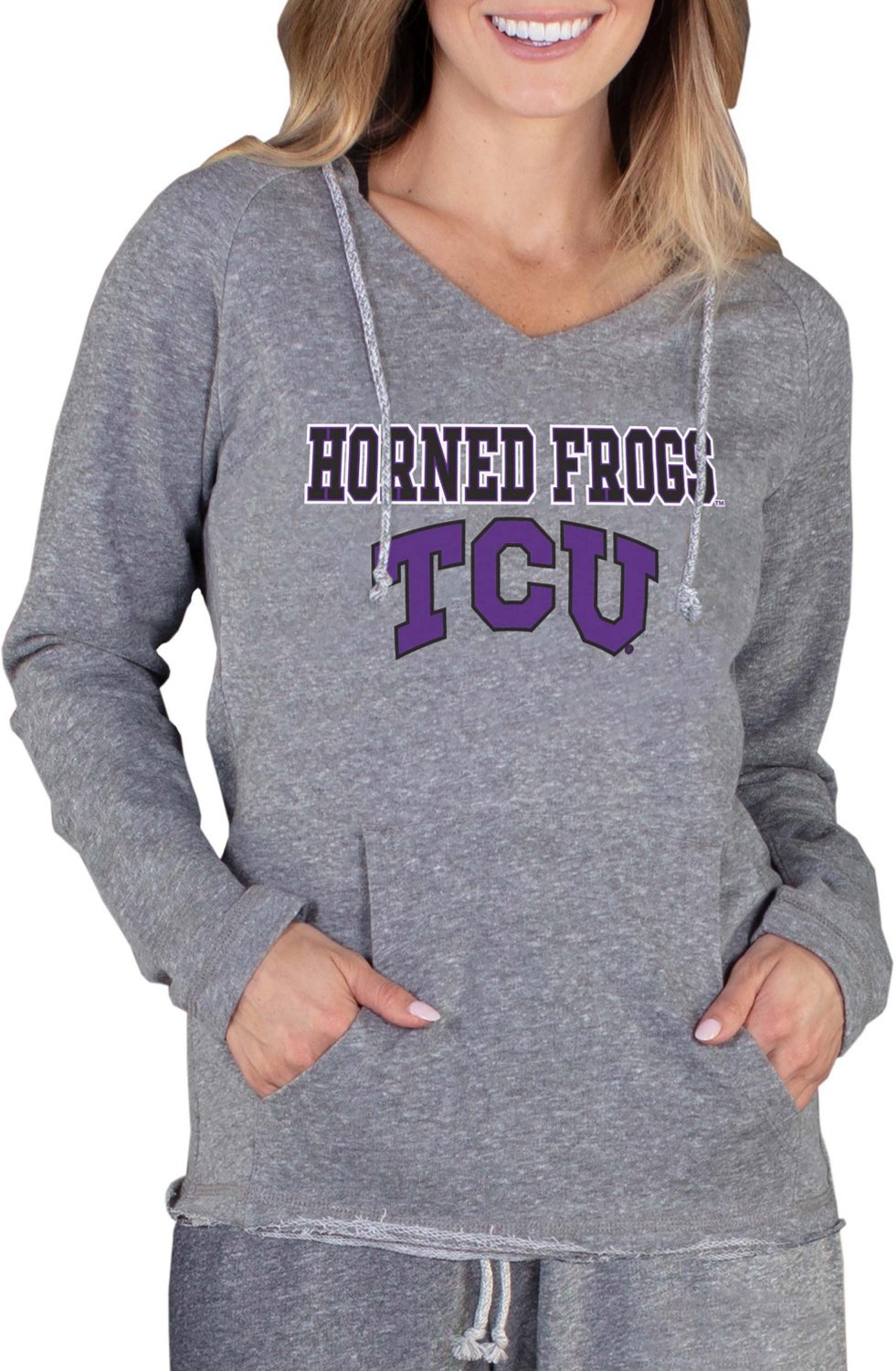 College Concepts Women’s Texas Christian University Mainstream Hooded Long Sleeve Shirt