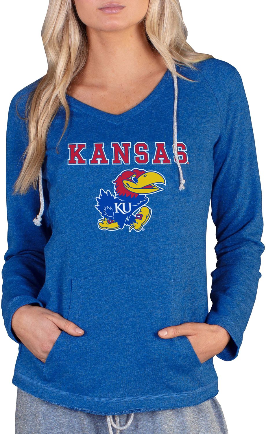 College Concepts Women’s University of Kansas Mainstream Hooded Long Sleeve Shirt