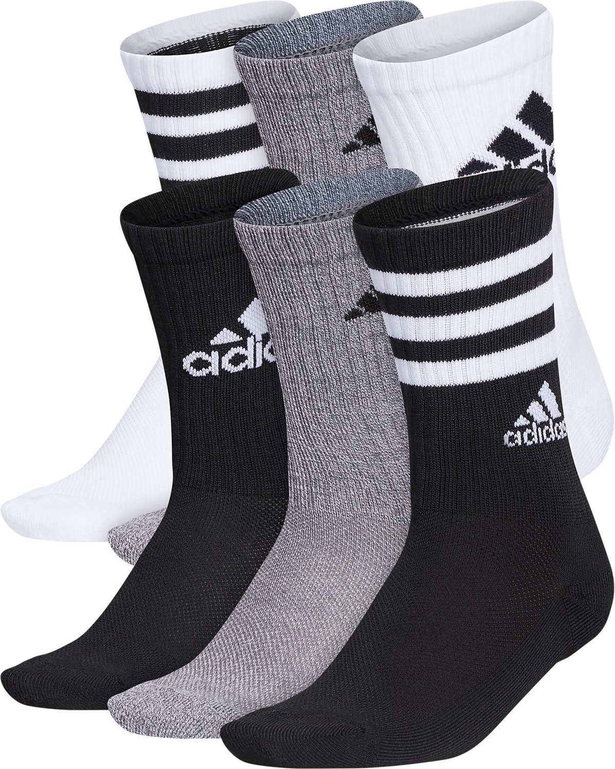 adidas Youth Cushion Mixed Crew Socks 6 Pack | Academy