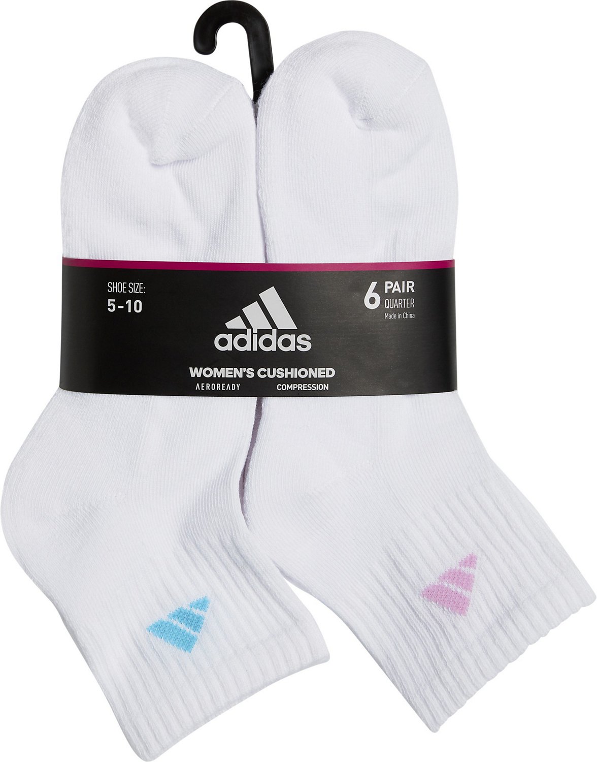 adidas Women's Athletic Cushioned QuarterLength Socks 6Pack Academy