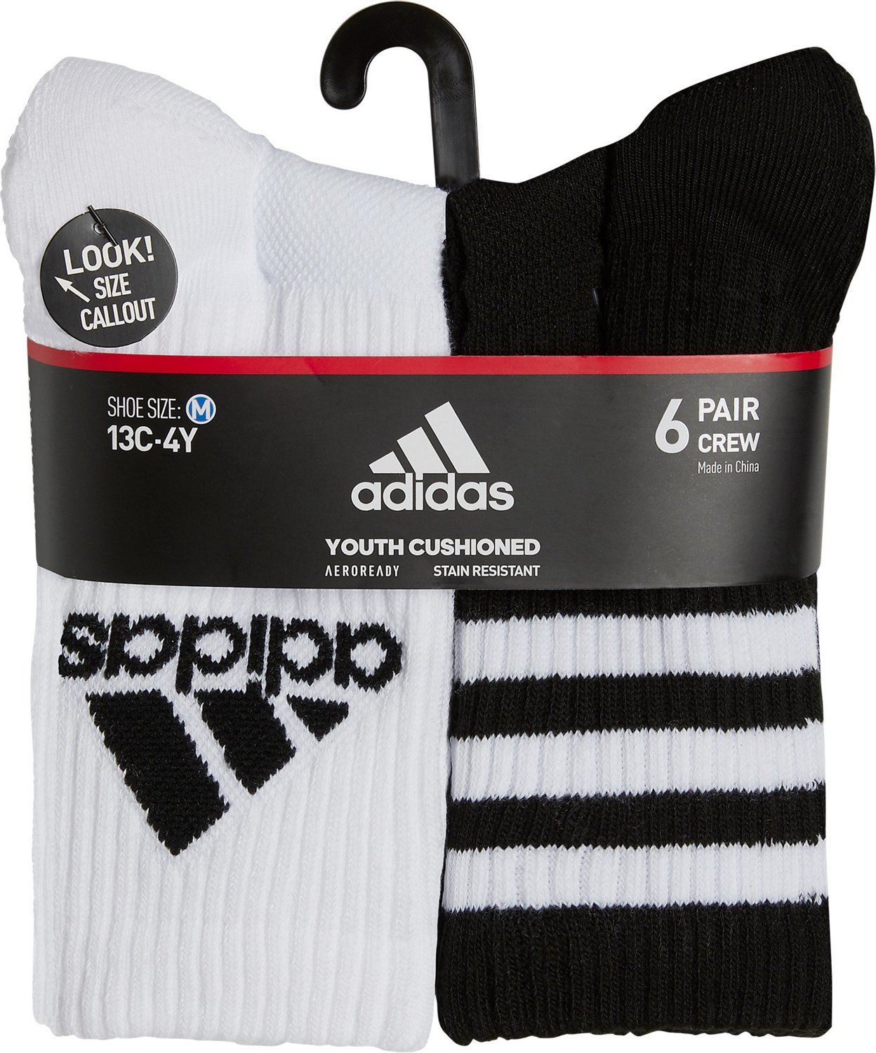 adidas Youth Cushion Mixed Crew Socks 6 Pack                                                                                     - view number 5