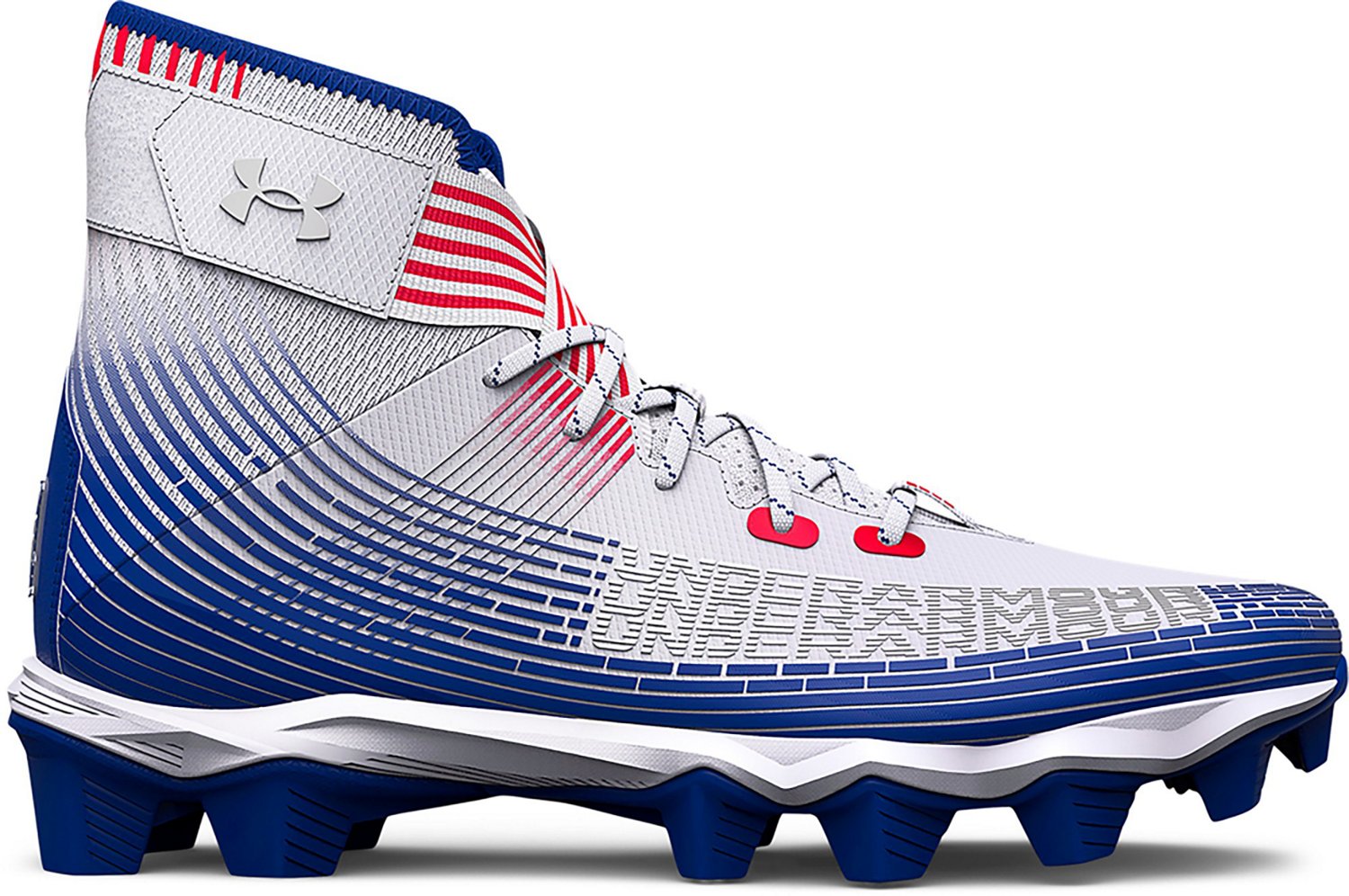 Under armour red white and blue football outlet cleats