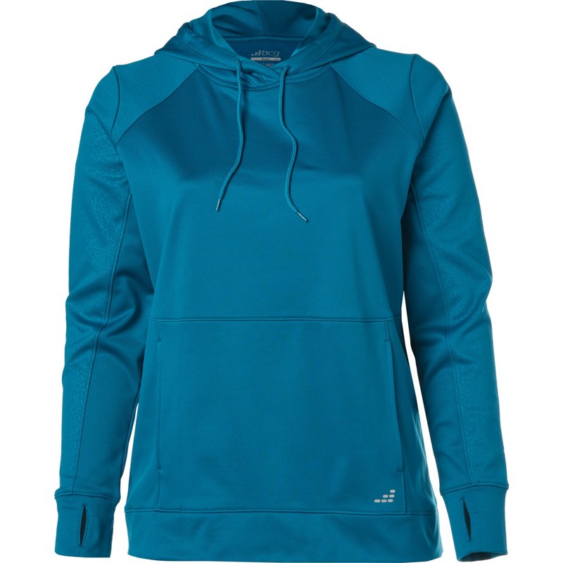 BCG Women's Plus Size Fleece Embossed Hoodie Aqua/Turquoise Dark, 1X - Women's Athletic Fleece at Academy Sports product image