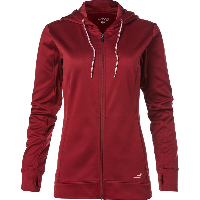 BCG Women's Perf Fleece FZ Jacket Maroon, Medium - Women's Athletic Fleece at Academy Sports product image