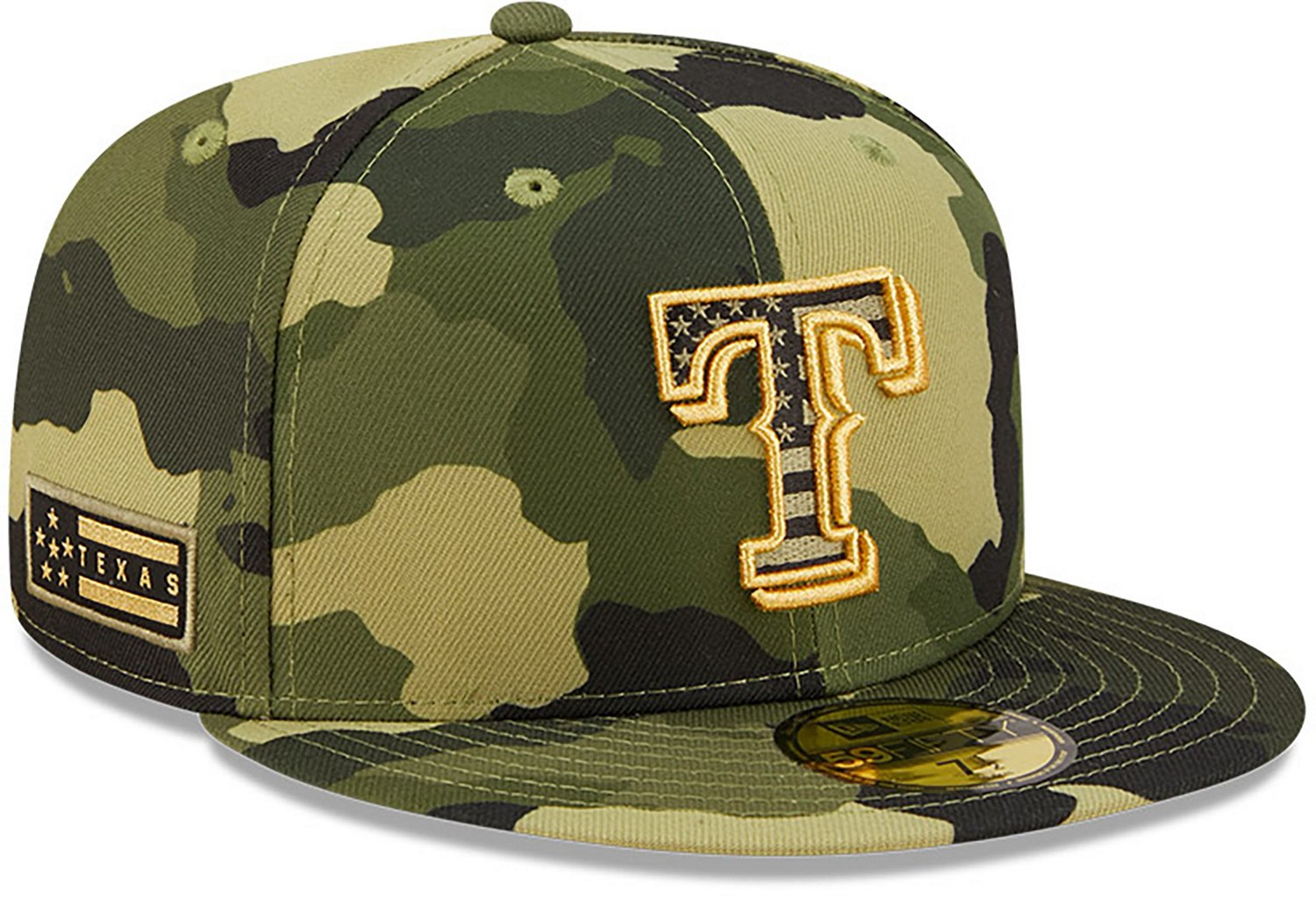 New Era Men's Texas Rangers Camo AFD Fitted 59FIFTY Cap Academy