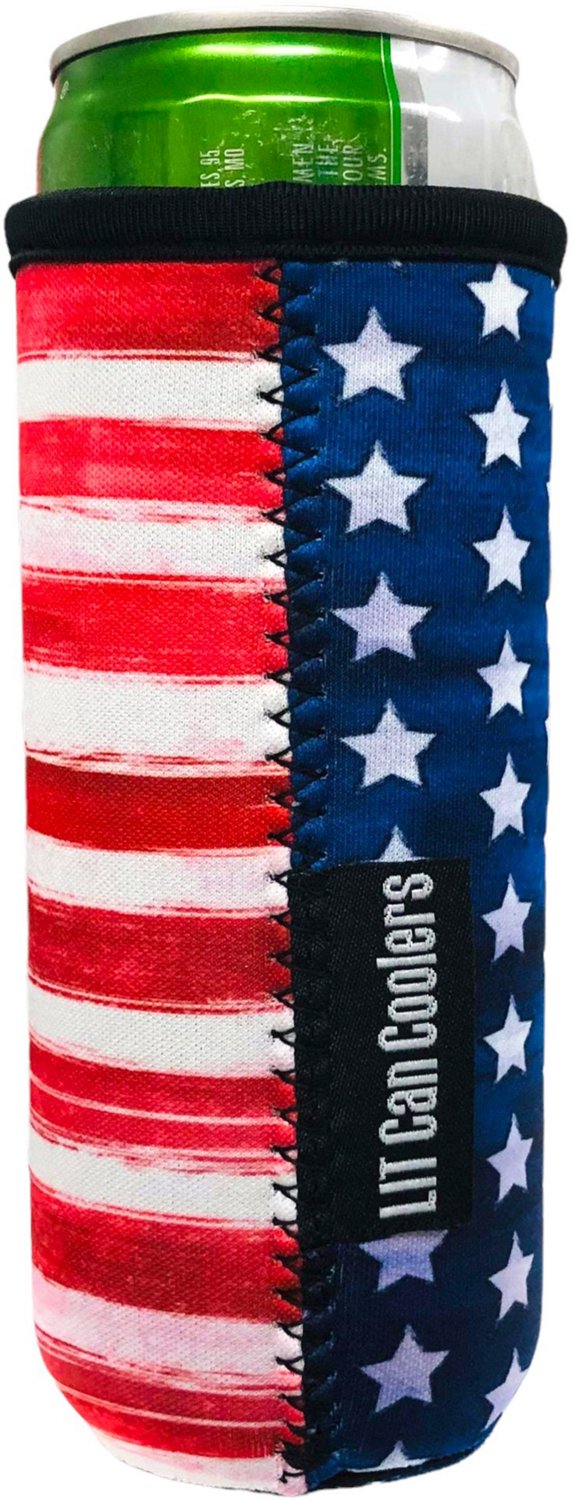 Rapdom USA American Flag Can Bottle Cooler Insulator Mini Vest Beer Soda Coyote