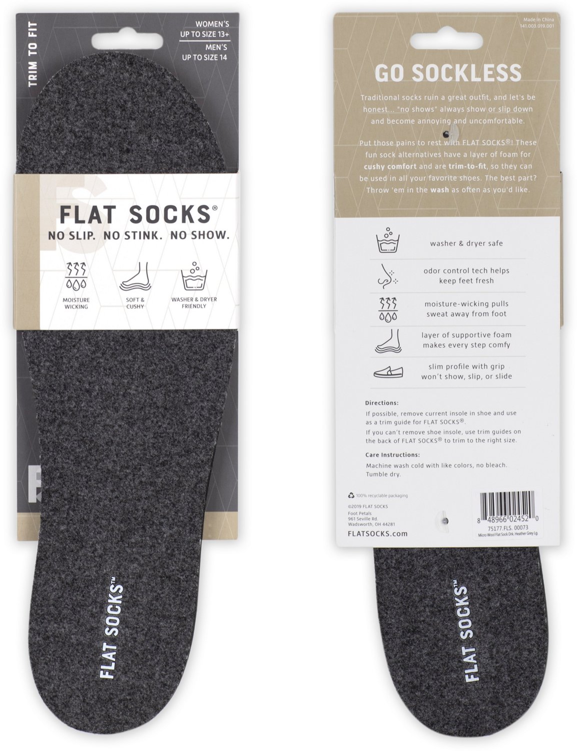 Flat Socks Adults’ No Sock Insoles Academy