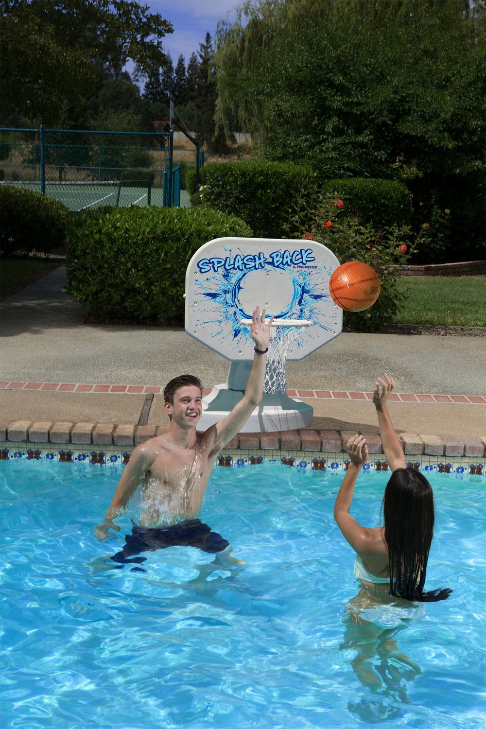 Poolmaster Splashback Poolside Basketball and Volleyball Game Combo Academy