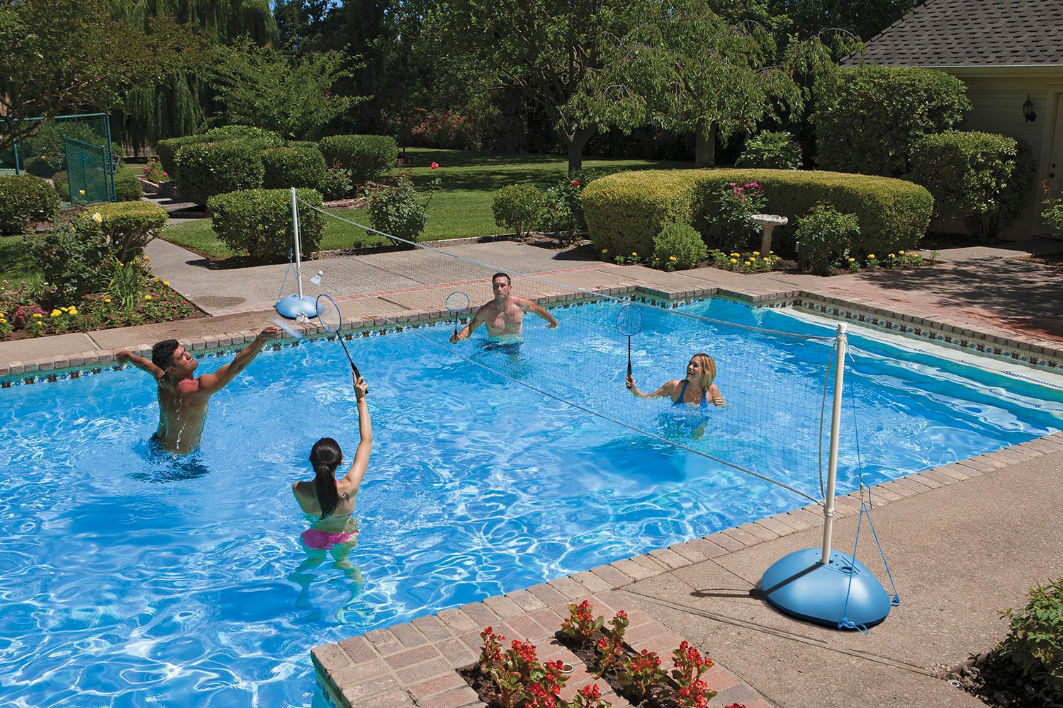 Poolmaster Deluxe Swimming Pool and Backyard Badminton Set Academy