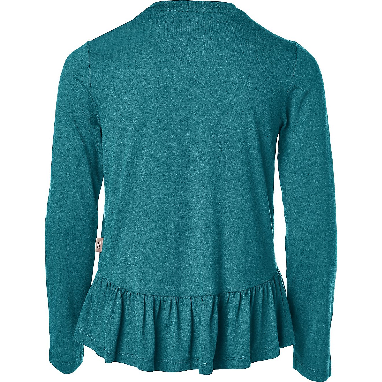 Magellan Outdoors Girls' Heathered Peplum Henley Long Sleeve Shirt                                                               - view number 2