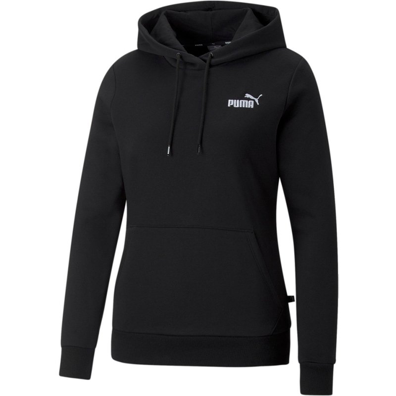 Puma Women's Essentials+ Embroidery Long Sleeve Fleece Hoodie Puma Black, X-Large - Women's Athletic Performance Tops at Academy Sports