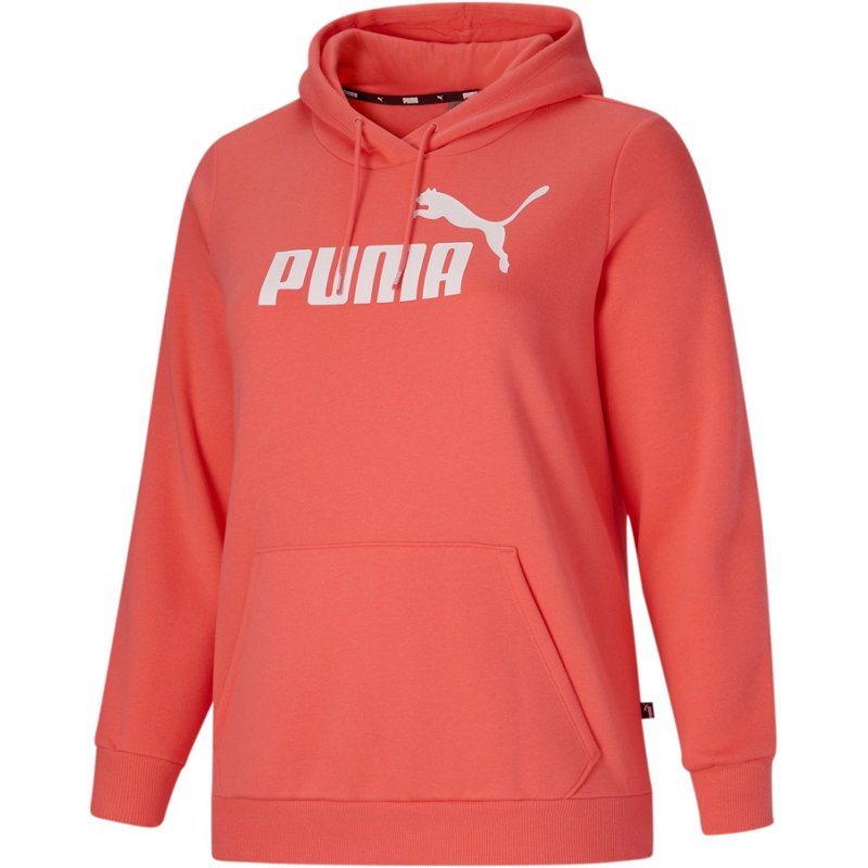 PUMA Women's Fleece Long Sleeve Essential Logo Plus Size Hoodie Pink Bright, 1X - Women's Athletic Performance Tops at Academy Sports product image